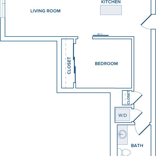 746-748 square foot one bedroom one bath apartment floorplan image