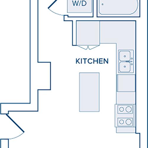 540 square foot studio one bath apartment floor plan image