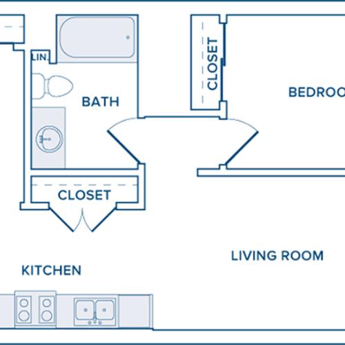 790 to 872 square foot two bedroom one bath apartment floorplan image