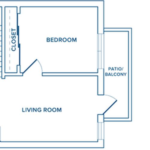 909-981 square foot two bedroom loft one bath apartment floorplan image