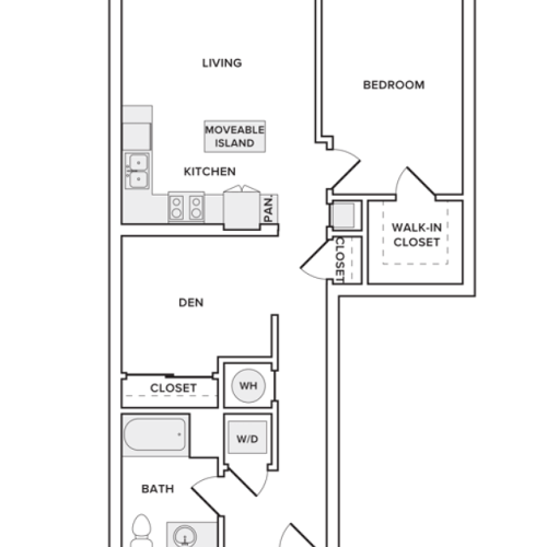 819 square foot one bedroom den one bath apartment floorplan image
