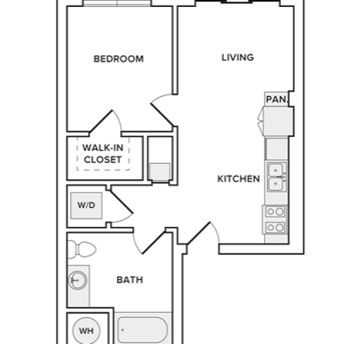 552 square foot one bedroom one bath floorplan image