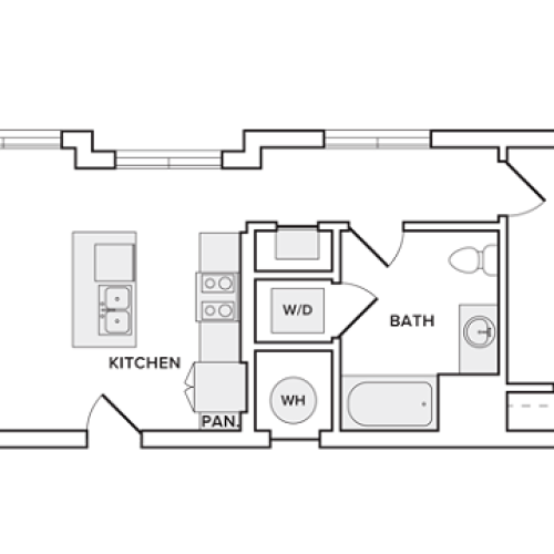 745 square foot one bedroom one bath apartment floorplan image
