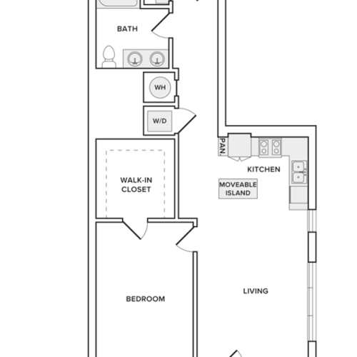 936 square foot one bedroom one bath apartment floorplan image