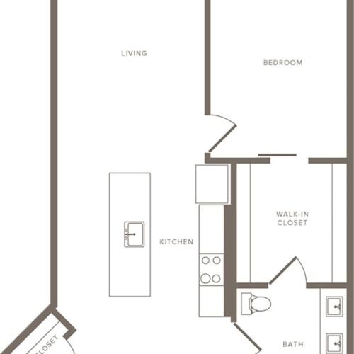 1032 square foot one bedroom one bath apartment floorplan image