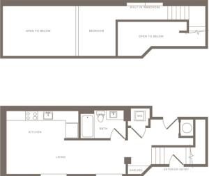 809 square foot one bedroom one bath apartment floorplan image