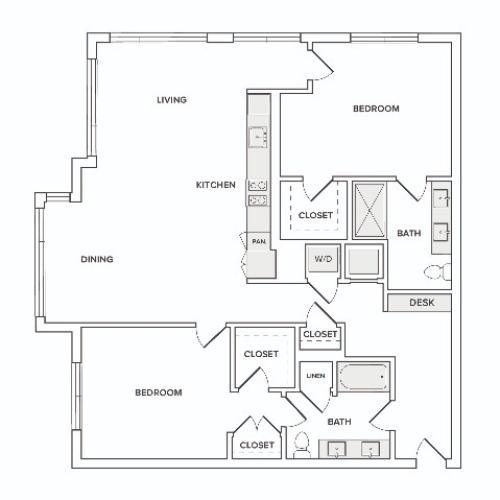 B12 2 bedroom floor plan
