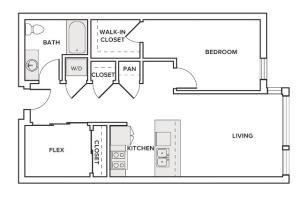830 square foot one bedroom one bath den apartment floorplan image