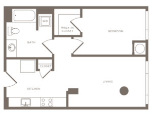 659 square foot one bedroom one bath floor plan image