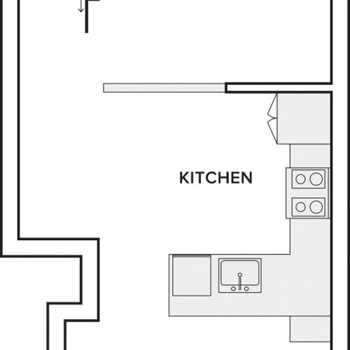 765-771 square foot one bedroom one bath apartment floorplan image