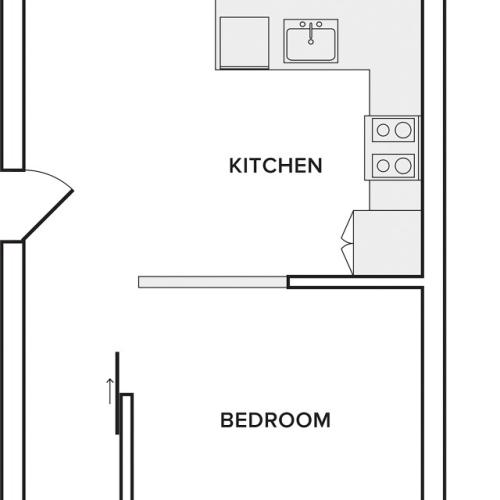 729-731 square foot one bedroom one bath apartment floorplan image