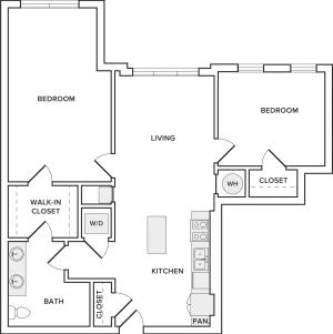 1102 square foot two bedroom one bathroom floor plan image