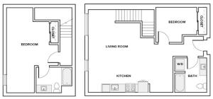 1129 to 1138 townhome apartment two bedroom two bathroom floor plan image