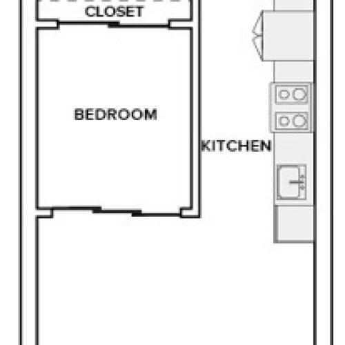 624 to 652 square foot one bedroom one bath apartment floorplan image