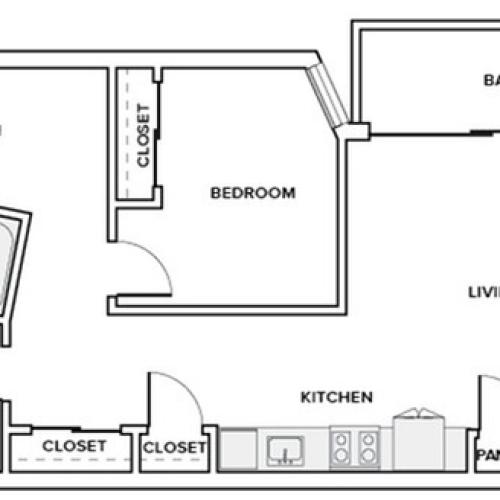 895 to 911 square foot one bedroom one bath with den apartment floor plan image in Redmond, WA