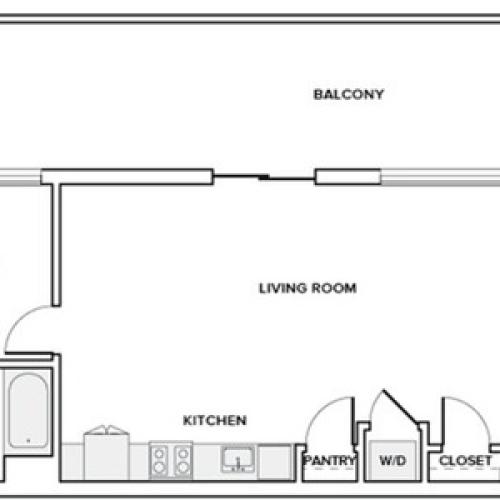 1085 square foot two bedroom two bath apartment floorplan image