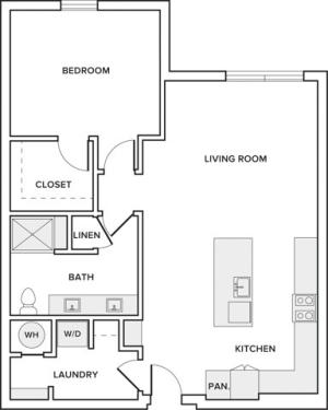1066 square foot one bedroom one bath apartment floorplan image