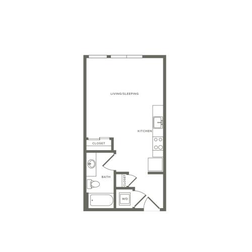 478 square foot studio one bath floor plan image