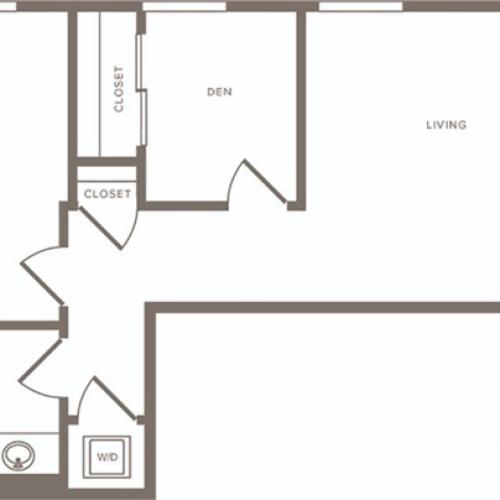 882 square foot one bedroom one bath with den apartment floor plan in Berkeley, CA