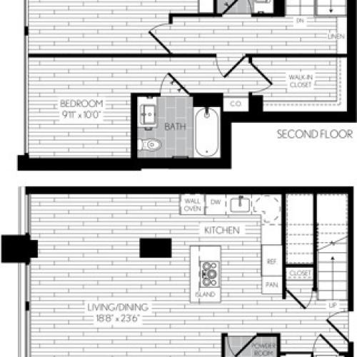 1440 square foot two bedroom two bath apartment floor plan image