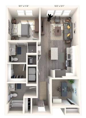 902-914 square foot one bedroom den two bath apartment floorplan image