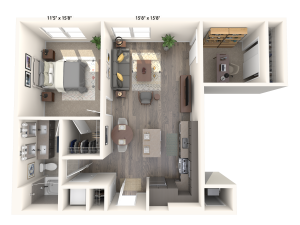 799-812 square foot one bedroom den one bath apartment floorplan image