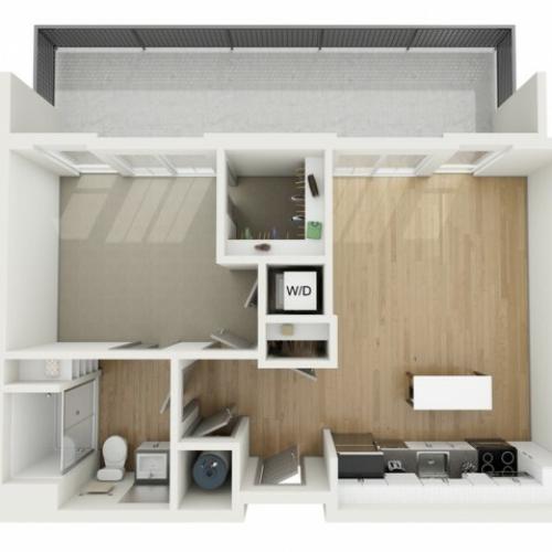 A3 One Bedroom Floor Plan | 2501 Beacon Hill | Kansas City, MO Apartments
