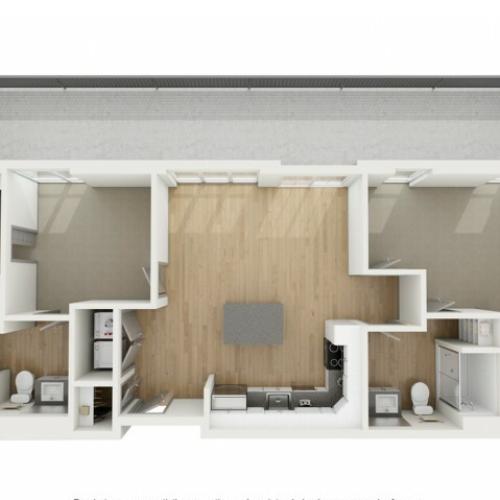 B3 Two Bedroom Floor Plan | 2501 Beacon Hill | Kansas City, MO Apartments
