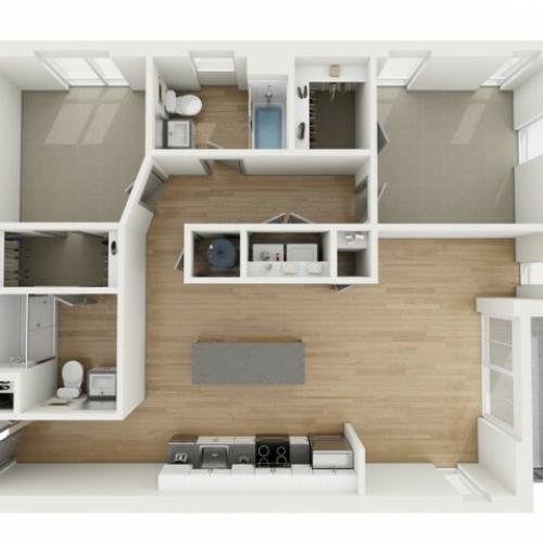 B8 Two Bedroom Floor Plan | 2501 Beacon Hill | Kansas City, MO Apartments