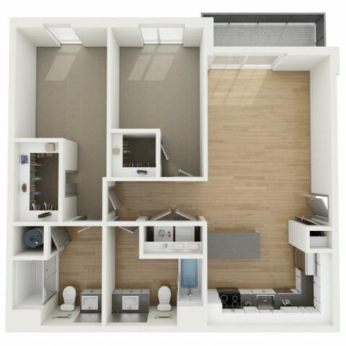 B6 Two Bedroom Floor Plan | 2501 Beacon Hill | Kansas City, MO Apartments