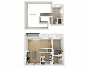 B12 Two Bedroom Loft Floor Plan | 2501 Beacon Hill | Kansas City, MO Apartments