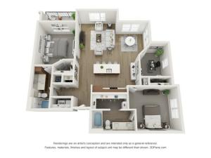 2 Bedroom with Den Floor Plan | The Donovan | Apartments in Lees Summit, Missouri