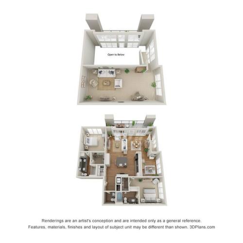 Two Bedroom Penthouse Flex w/Den - D1-PH