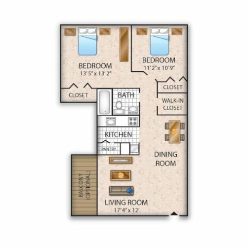 Floor Plan 6 | Allentown Apartments | Lehigh Square