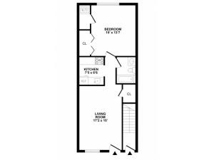 1 Bedroom Floor Plan | Townhomes For Rent In Bethlehem PA | River Pointe