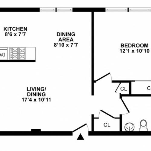 1 Bedroom Floor Plan | Apartments In Hatboro | The Wellington