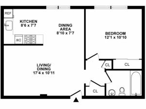 1 Bedroom Floor Plan | Apartments In Hatboro | The Wellington