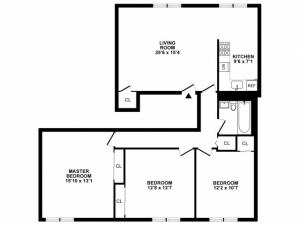 3 Bedroom Floor Plan | Apartments In Hatboro | The Wellington