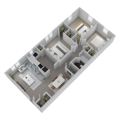 3 Bedroom Floor Plan | Newark DE Apartments | Hunters Crossing