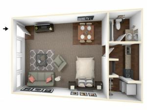 Studio Floor Plan | Apartments For Rent Indianapolis | Fountain Lake Villas