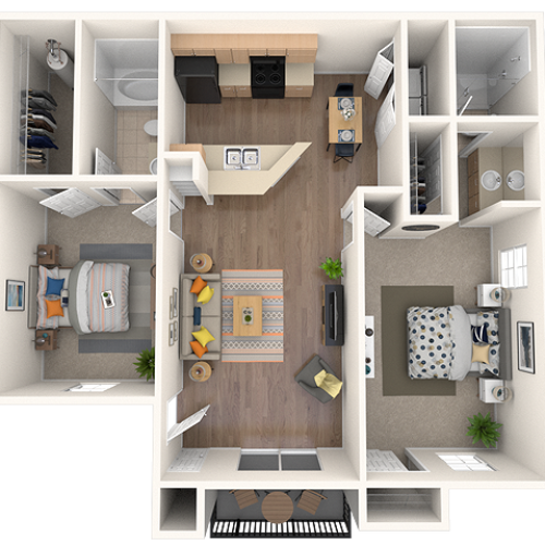 two bedroom, two bathroom apartment home