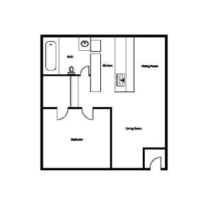 One Bedroom/One Bath 640 Sq Ft