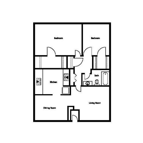 Two Bedroom/One Bath 864 Sq Ft