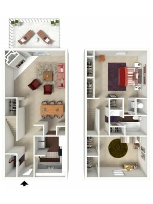 Mahogany: Two Bedroom, One and a Half Bath Townhome
