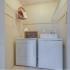 Belleza, interior, laundry room, side by side washer dryer, wire shelves