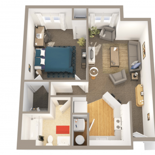 1 Bedroom 1 Bathroom | A1 | from 686 square feet