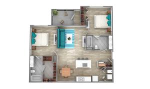 Two Bedroom Two Bath | 969 sq ft