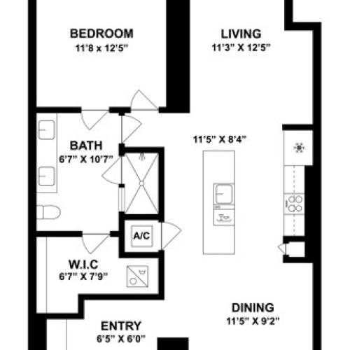 A2 | 1 Bed 1 Bath | from 873 square feet