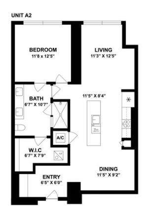 A2A | 1 Bed 1 Bath | from 851 square feet