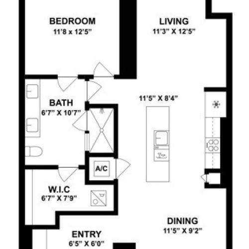 A2A | 1 Bed 1 Bath | from 851 square feet